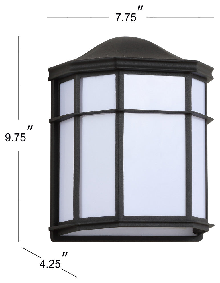 Henry 7.75" Outdoor Frosted Acrylic/Metal Integrated LED Sconce, Black/White