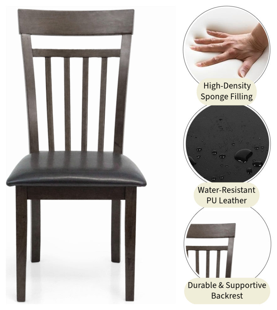 Set of 4 Classic Style Solid Wood Warm Dining Chairs, Espresso/Pu Leather