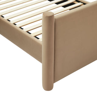 Rael Performance Velvet Full Platform Bed, Taupe