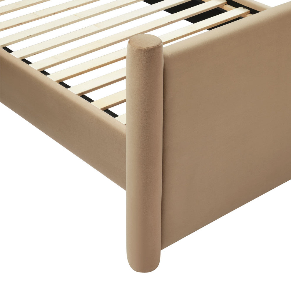 Rael Performance Velvet Full Platform Bed, Taupe