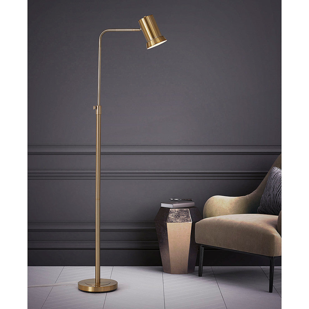 HOMEGLAM. Studio One Light 70" Adjustable Metal Floor Lamp, Antique Brass