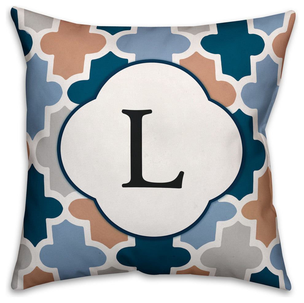 L Quatrefoil Monogram Spun Poly Pillow, 18x18