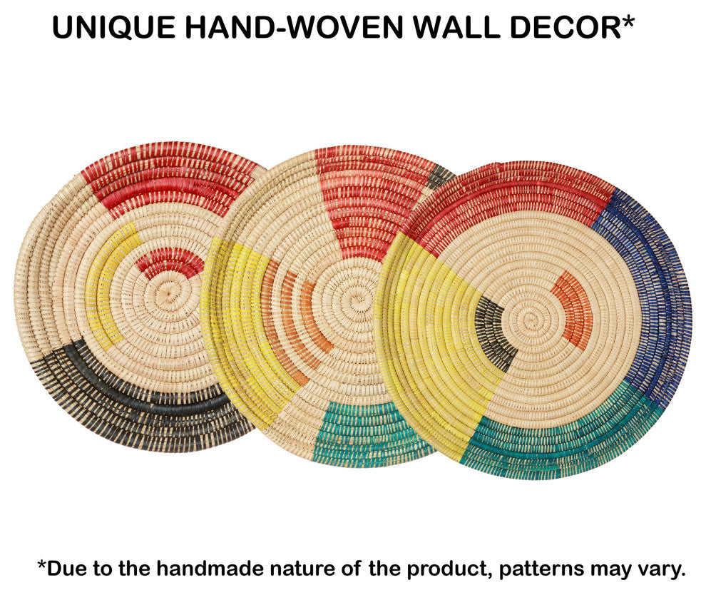 Palm Tray Plate and Wall Art, Artisan Crafted, Malawi, Multicolor, 12"