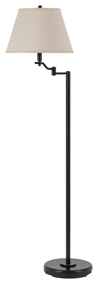 60" Bronze Swing Arm Floor Lamp With Beige Empire Shade