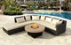 Circular Fire Pit Table, 48", Propane, Brushed Aluminum Top, Dark Cherry