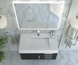 CastelloUSA Alpine 36" Wall Mounted Vanity, Base Only, Black, Brushed Nickel