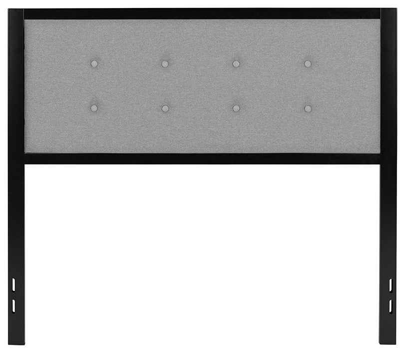 Bristol Metal Tufted Upholstered Full Size Headboard in Light Gray Fabric