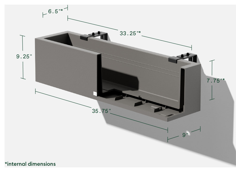 Block Series Trough 36" Planter With Bracket, Grey, 9"h X 9"w X 36"l, 1 Pack