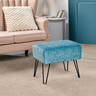 Tanga Jacquard Chenille Ottomans, Turquoise, 19''x13''x17''