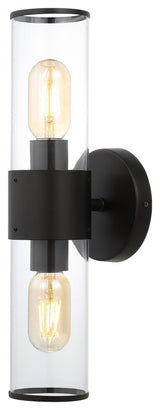 Quinn 15.5" 2-Light Modern Iron/Acrylic LED Sconce, Oil Rubbed Bronze/Clear