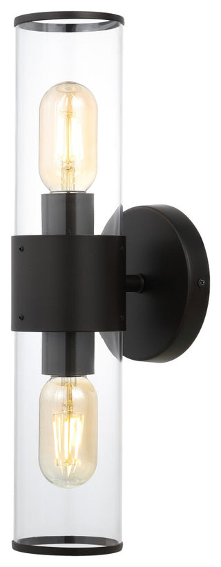 Quinn 15.5" 2-Light Modern Iron/Acrylic LED Sconce, Oil Rubbed Bronze/Clear