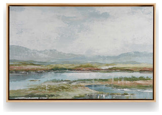 "Lakeside Afternoon Delight" - A Tranquil Waterscape for Refined Interiors