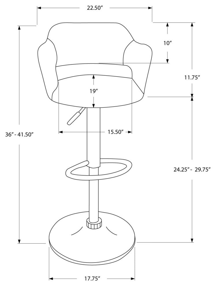 HomeRoots 21" x 22.5" x 36" Light Grey Foam Metal Leather Look Barstool