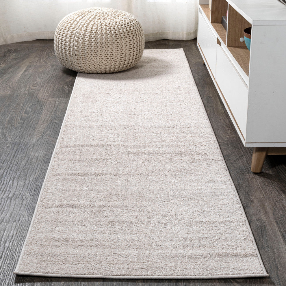 Haze Solid Low-Pile Ivory 2 ft. x 14 ft. Runner Rug
