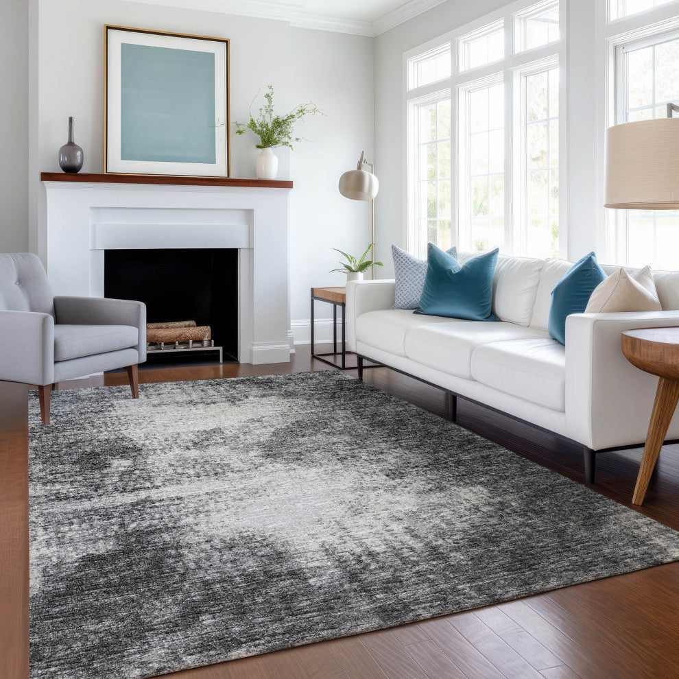Premium Machine Washable Mayfield AMF34 Black 5' x 7'6" Rug