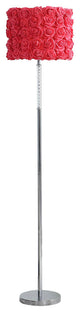 Benzara BM279104 Glamorous Floor Lamp, Rose Accent Shade, 100W, Red, Silver