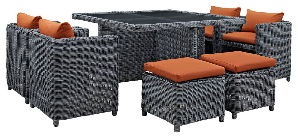 Canvas Tuscan Summon 9-Piece Outdoor Patio Sunbrella Dining Set