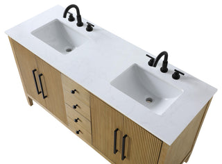 Home Living 60" Double Bathroom Vanity, Linen Oak