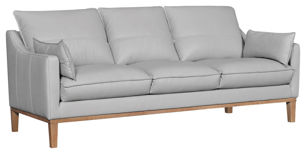 Pompeii 87" Dark Brown Leather Sofa, Dove Gray