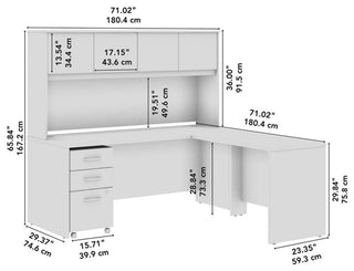 Studio C 72W L Shaped Desk with Hutch & Drawers in Natural Elm - Engineered Wood
