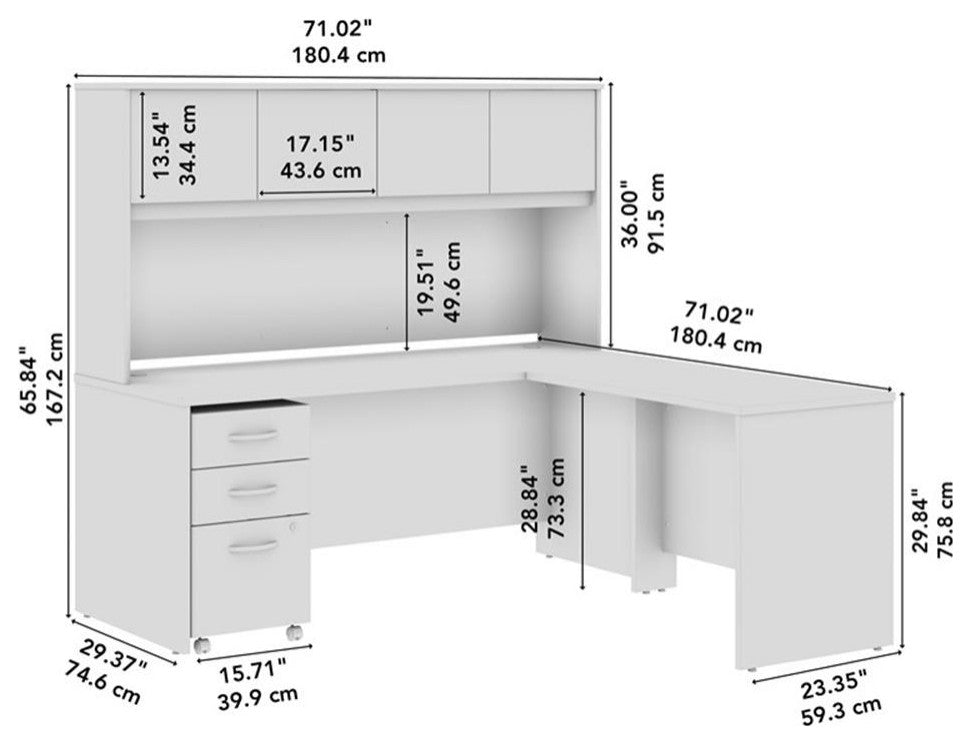 Studio C 72W L Shaped Desk with Hutch & Drawers in Natural Elm - Engineered Wood