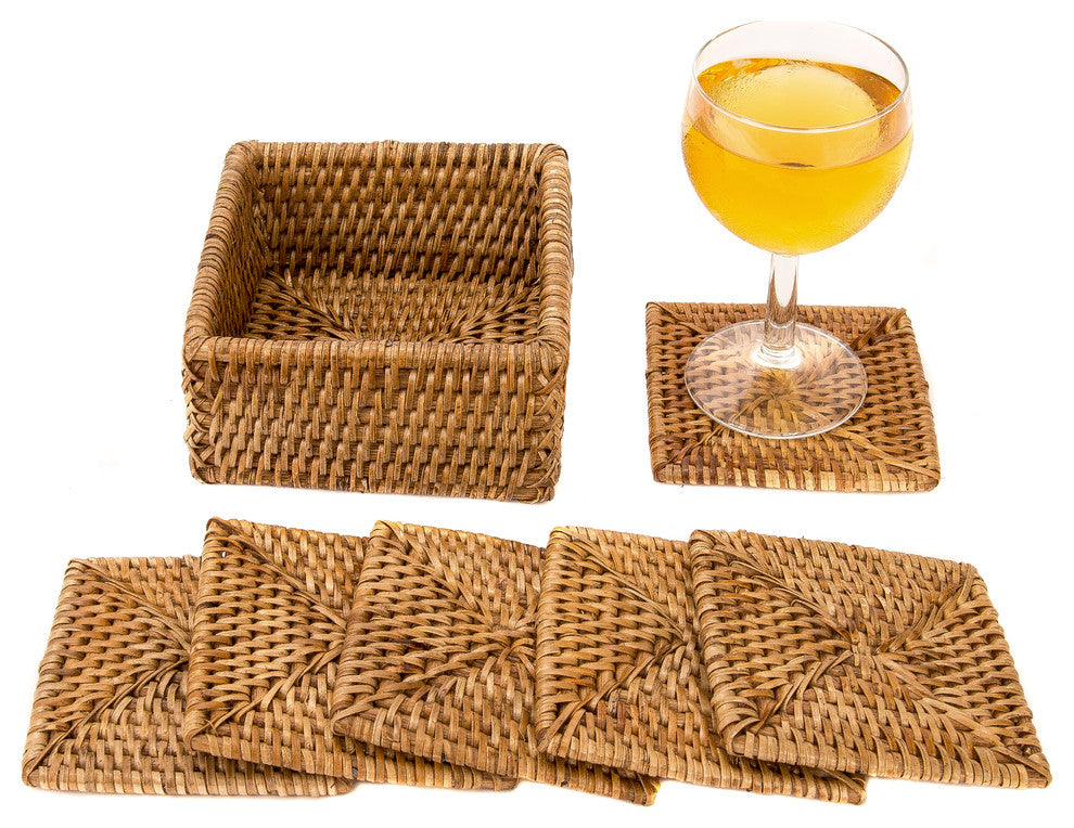 Artifacts Rattan 7 Piece Square Coaster Set