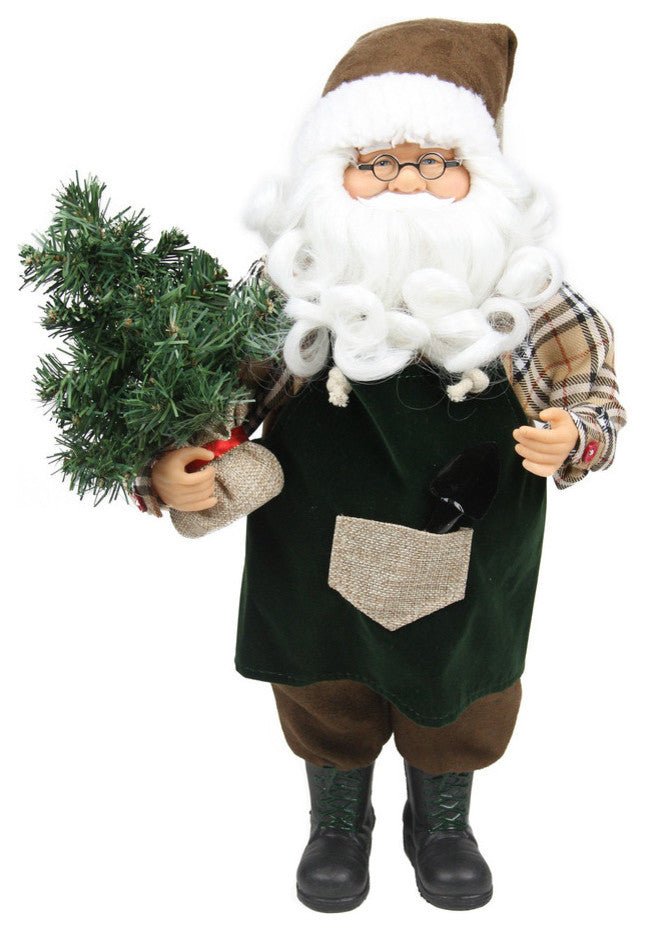 18" Gardening Santa Claus with Pine Tree Christmas Tabletop Decoration