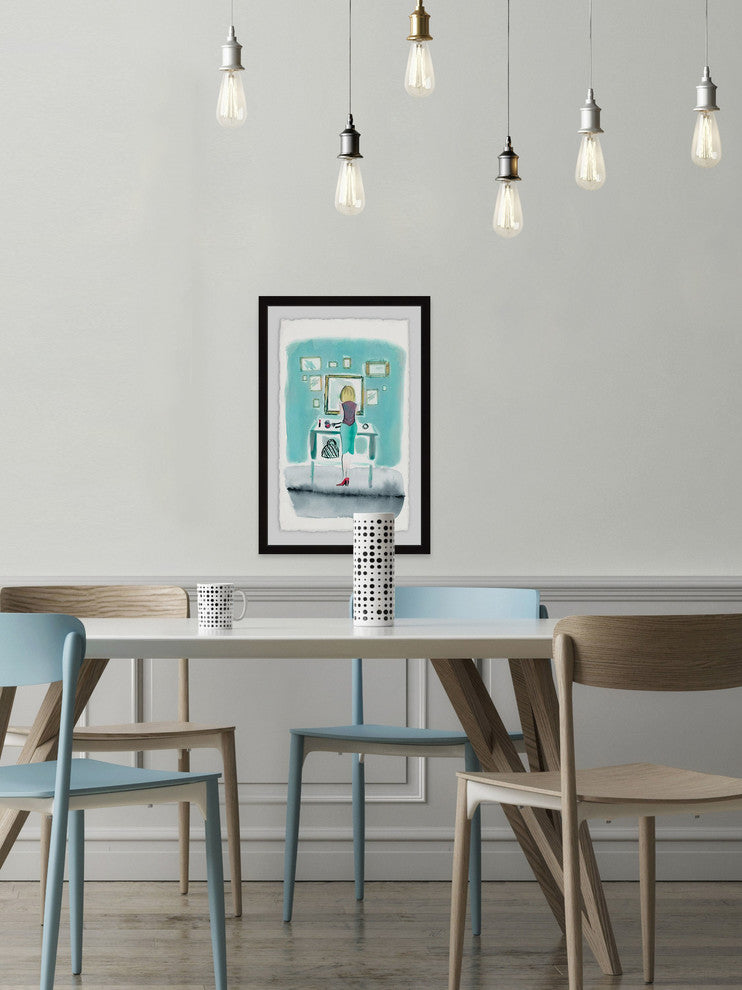 "Aqua Wall" Framed Painting Print, 12"x18"
