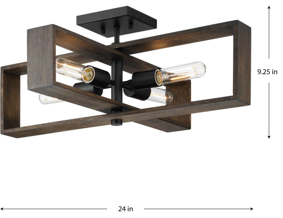 Boundary Collection 24" 4-Lt Semi-Flush Mount Light, Matte Black