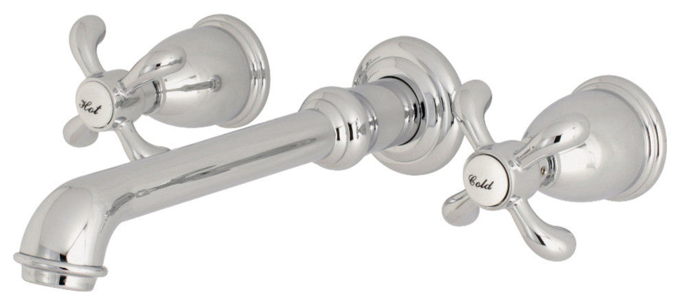 Kingston Brass Two-Handle Wall Mount Bathroom Faucet, Polished Chrome