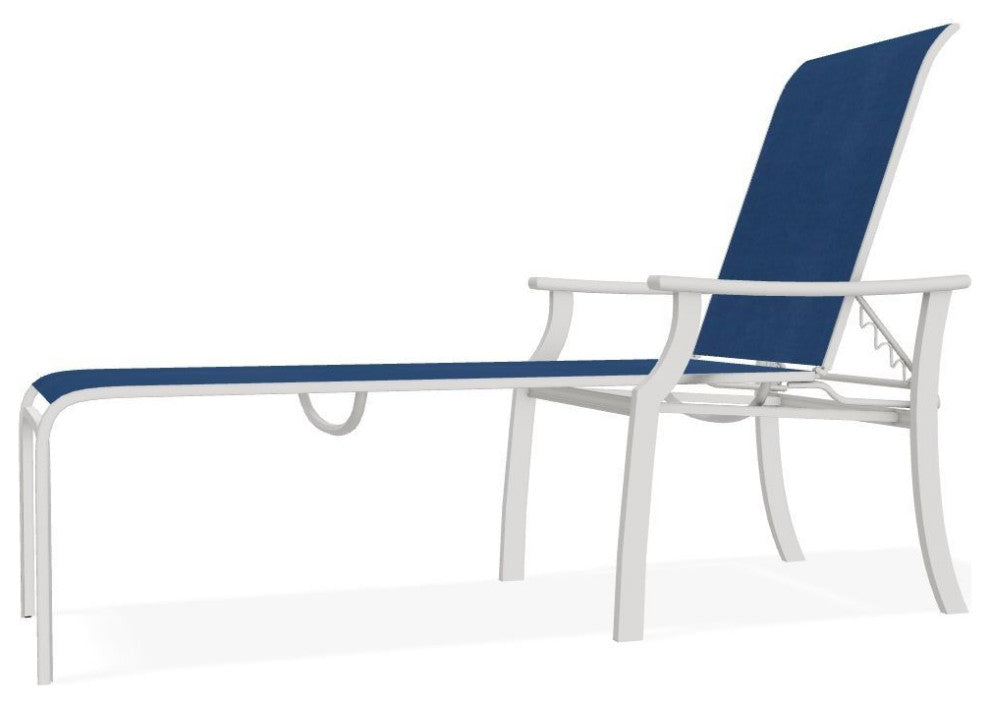 St. Catherine Sling 4-Position Outdoor Chaise Lounge, Cobalt/Snow