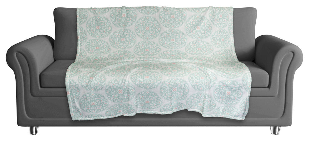 Teal Morrocan Circles Fleece Throw Blanket