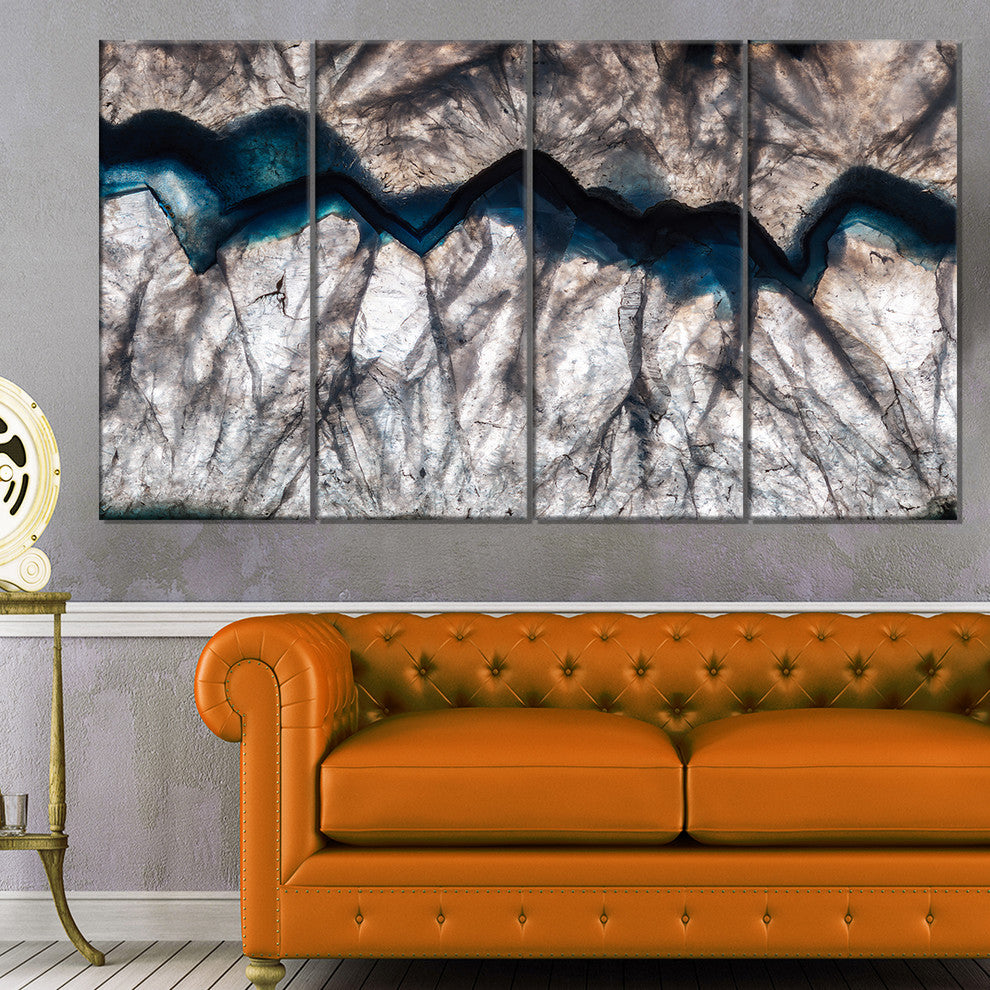 Backlit Mineral Macro, Abstract Canvas Wall Art Print, 48"x28", 4 Panels
