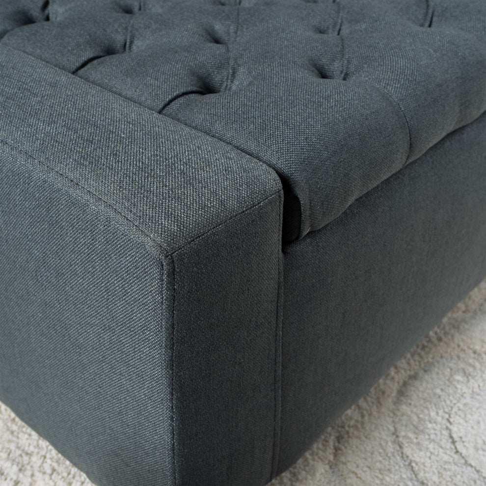 GDF Studio Seattle Tufted Storage Ottoman Bench, Dark Gray