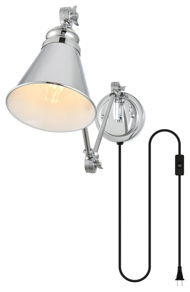 1 Light Chrome Swing Arm Plug, Wall Sconce