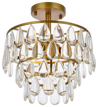 Elegant Lighting Mila 3-LT Flush Mount 1103F12BR, Brass