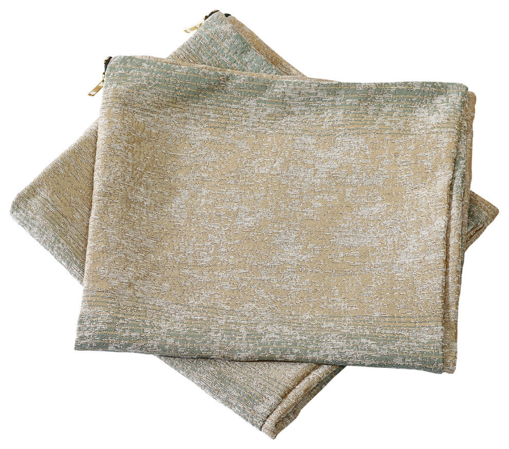 Jacquard Chenille Big Zipper Lumbar Toss Pillow Set, Taupe / Khaki, 2 Piece Lumb