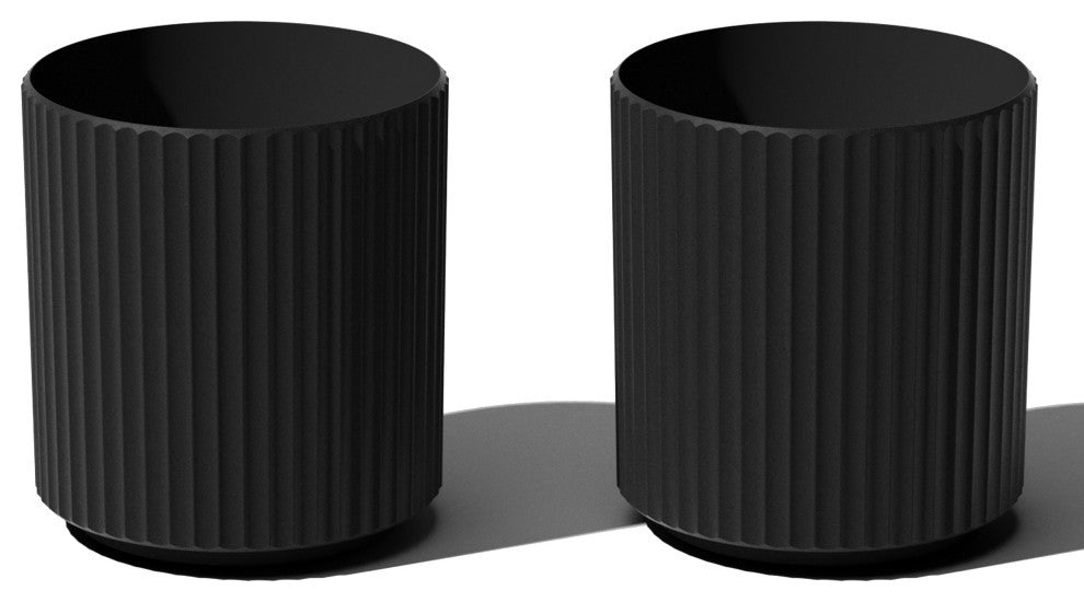Veradek Demi Series Planter, Black, 12", 2 Pack