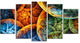 Vibrant Colorful Clouds, Contemporary Canvas Art Print, 60"x32", 5 Panels