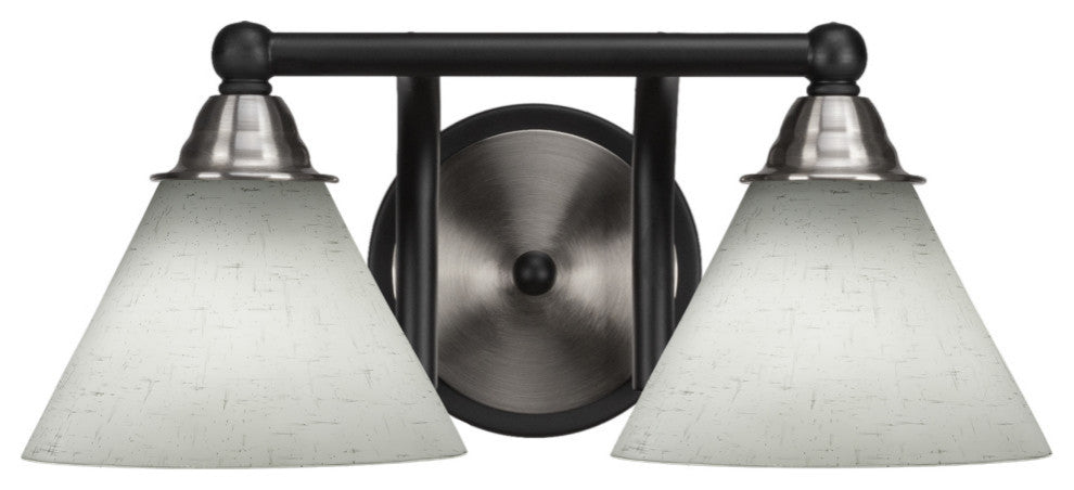 Paramount Bath Bar, Matte Black/Brushed Nickel, 7" White Muslin