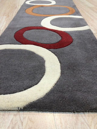 GRAY Transitional Stripe Modern Tufted Area Rug