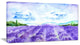 Blue Lavender Fields Watercolor, Landscape Canvas Art Print, 32"x16"