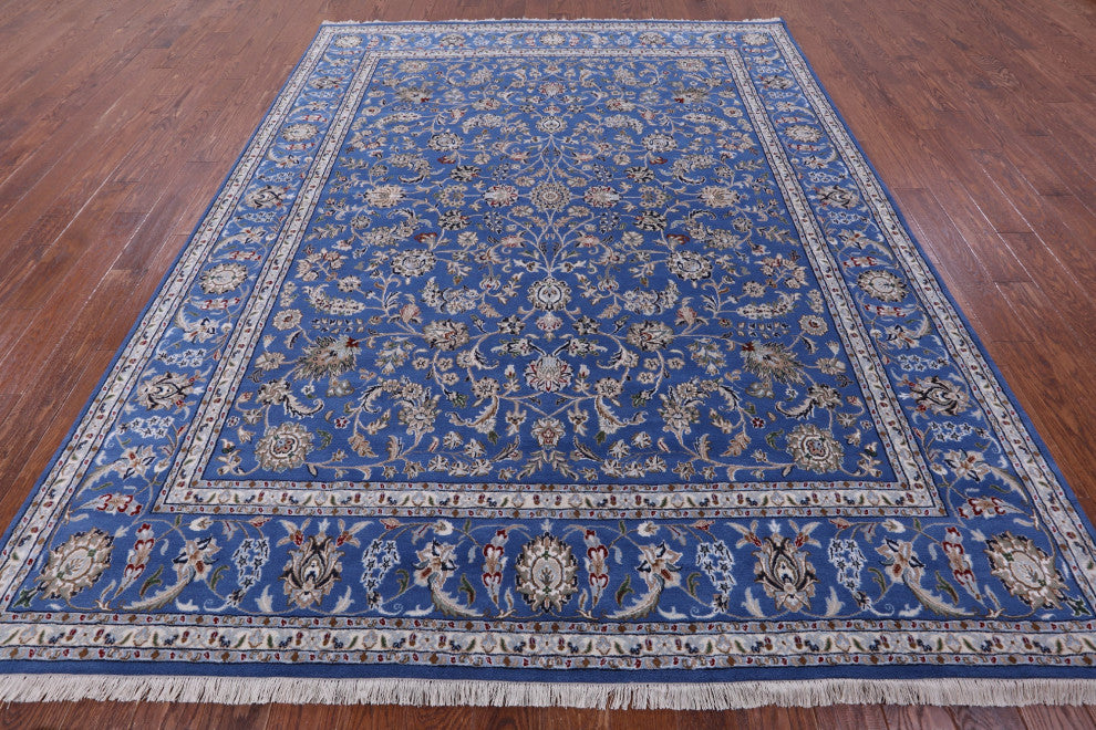 8' 0" X 10' 1" Hand Knotted Wool & Silk Persian Nain Rug - Q14887