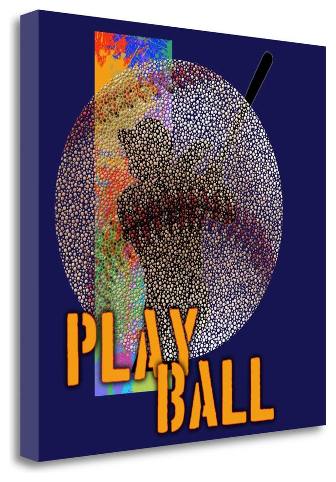 "Play Baseball - Blue" By Jim Baldwin, Giclee Print on Gallery Wrap Canvas
