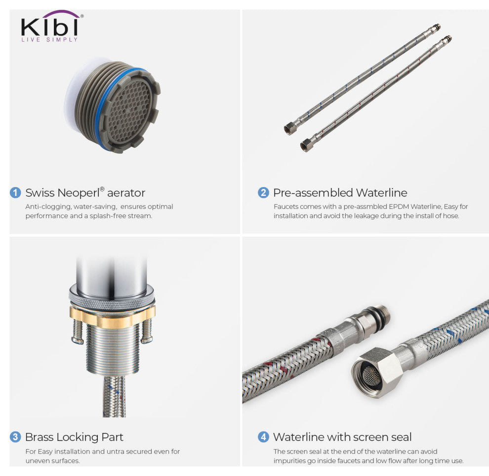 Circular X Brass Single Hole Bathroom Faucet KBF1010, Chrome, Without Drain