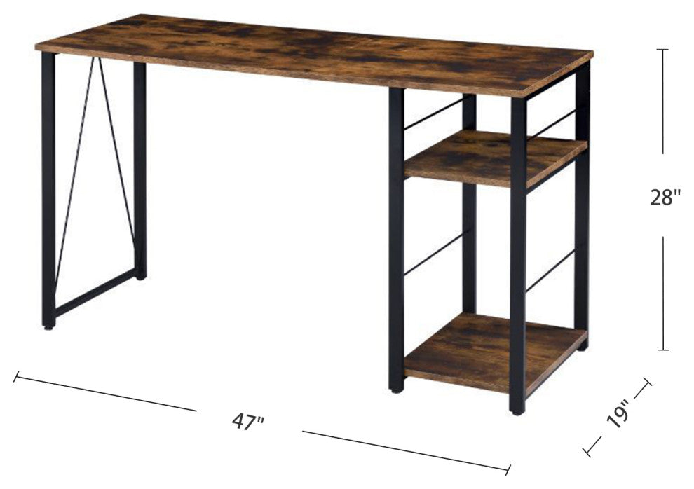 2 Tier Shelf Writing Desk, Weathered Oak and Black