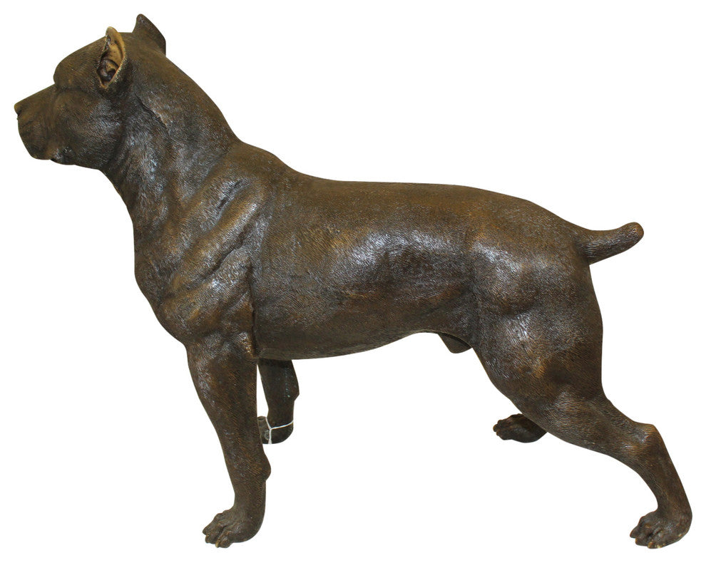 Pit Bull Dog Bronze Statue -  Size: 33"L x 11"W x 26"H.