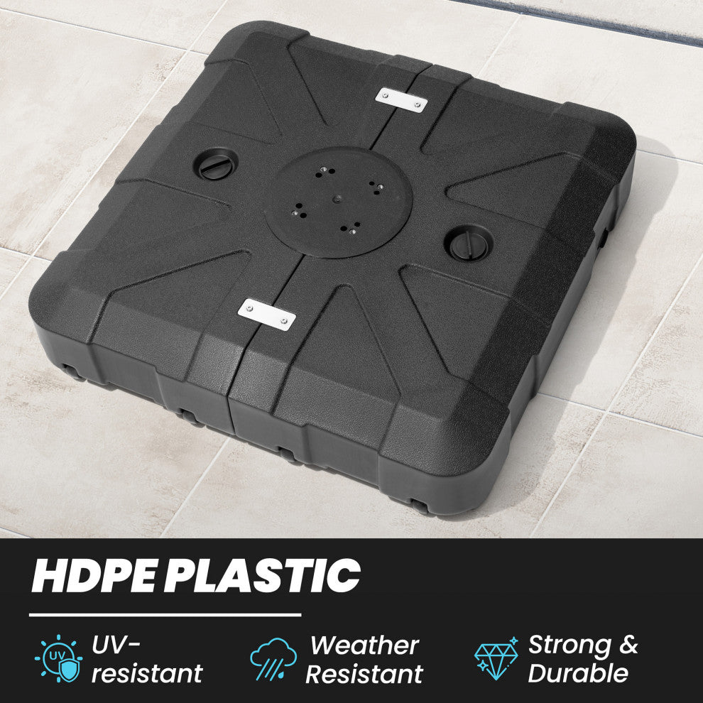 260LBS Square Outdoor Cantilever Umbrella Base with Wheels, Black