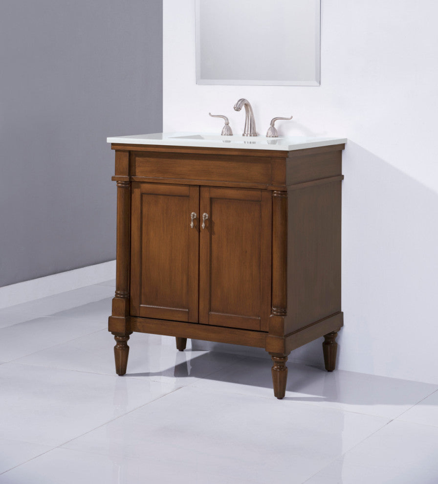 Home Living 30" Single Vanity, Vintage Mint With Engineered Marble Top