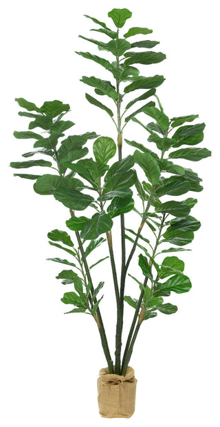 82.68'' Artificial Fiddle Leaf Fig Plant, Pot, Set of 2